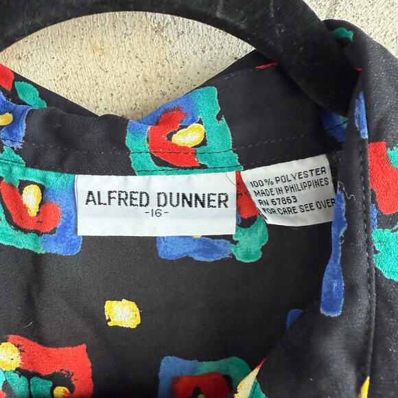 Vtg 90s Matching Set Alfred Dunner Geometric Blouse + Midi Skirt Womens 16 Art - Picture 4 of 15